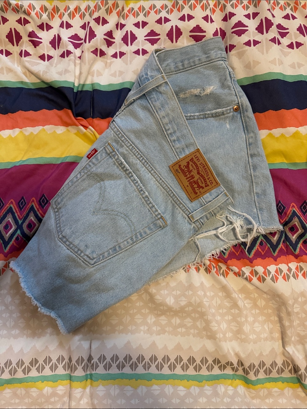 Levi's Light Blue Distressed Cutoff Denim Shorts
